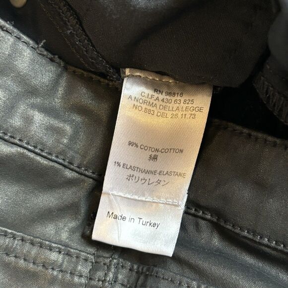 COTELAC Womens Sz 2 Black Mid-Rise Straight-Leg Coated Moto Jeans Zip Up Ankles - Picture 10 of 11